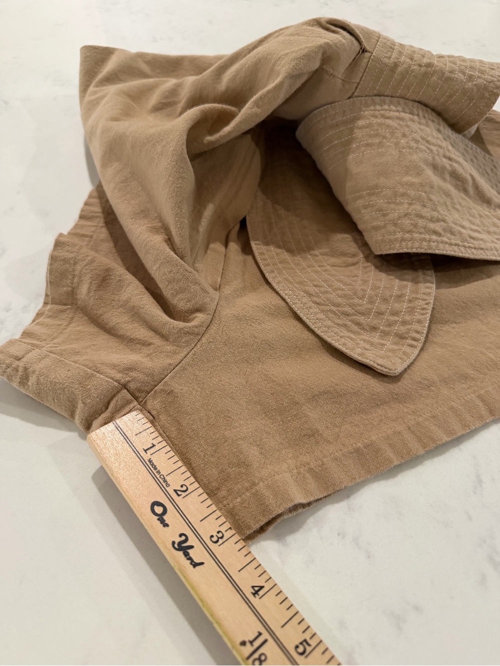 High-Waist Tie-Belt Women’s Shorts in Tan - Picture 7 of 10